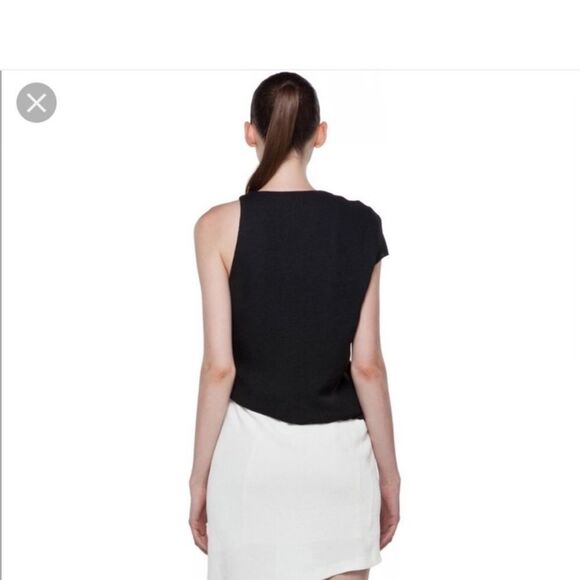 NWT Helmut Lang Sugar Silk Crepe Asymmetrical Black White Sleeveless Dress 10 - Picture 5 of 16